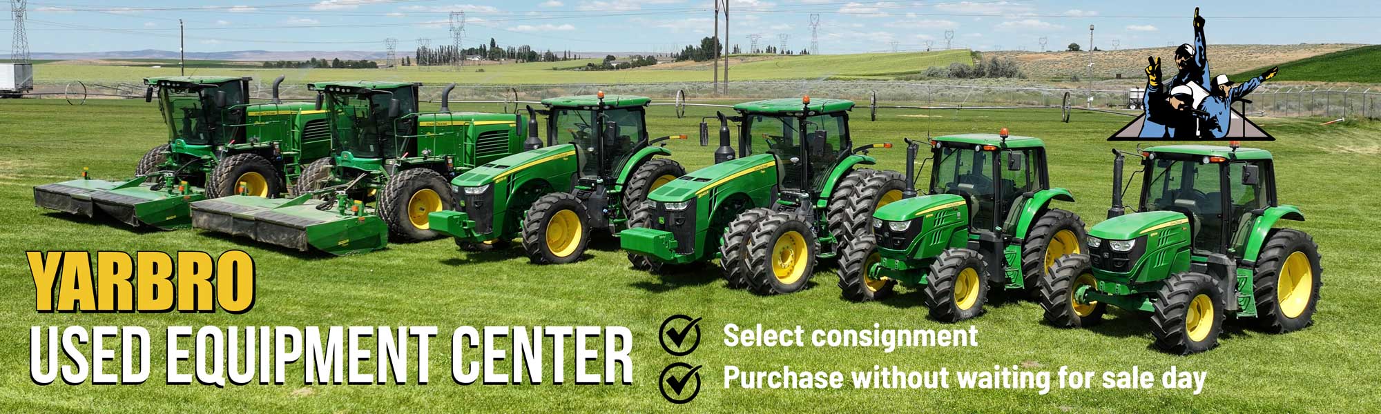 Row of tractors